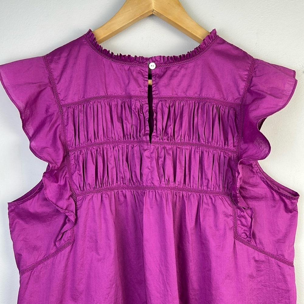 Rails Filomena Top in Berry Size L Feminine Ruffles Flutter Sleeves Airy Cotton - Picture 12 of 16